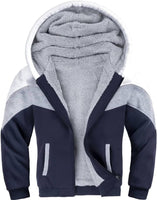 1 x Brand New JACKETOWN boys sweat jacket lined children s hoodie sweatshirt hooded sweater fleece jacket with hood long-sleeved warm winter jacket classic sweater with zipper white blue-S  - RRP €47.99