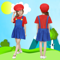 9 x RAW Customer Returns BITOWO Mario Costume Children Girls 104 116 112 128 134 140 146 152 Costume Children Dress with Mario Hat Mustaches Gloves Mario Costume Children for Halloween Carnival Cosplay M - RRP €108.9