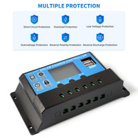 2 x RAW Customer Returns OSXCAUES 30A Solar Charge Controller 12V 24V PWM Intelligent Controller with LCD Display and 5V 2A Dual USB Port - RRP €22.16