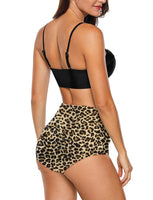 1 x RAW Customer Returns CZIMOO Women Bikini Set Two Piece Black Push Up Swimsuit with Leopard High Waist Bikini Top Sexy Bikini Pants Bathing Suit L - RRP €24.0