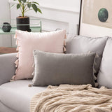 1 x Brand New MIULEE Set of 2 Velvet Cushion Covers Tassel Cushion Cover Decorative Sofa Cushion Tassel Decorative Cushion Decorative Boho Cushion Covers Couch Cushion Hidden Zip for Bedroom Pink 45 x 45 cm - RRP €18.14