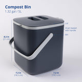 1 x RAW Customer Returns BLUE GINKGO Organic Waste Bin Kitchen Compost Bin Kitchen with Lid, Handles Dishwasher Safe Made in Korea 5 Liters Grey - RRP €28.99