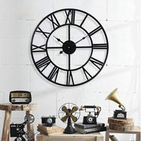 1 x RAW Customer Returns Taodyans Vintage Wall Clock Without Ticking Sounds Large Roman Numerals 40cm Wall Clock Metal Skeleton Clock Living Room Kitchen Cafe Gift Black  - RRP €32.47