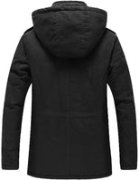 1 x RAW Customer Returns Uoiuxc Men s Winter Military Windbreaker Jacket with Hood Fleece Lining Black,L  - RRP €97.2