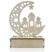 33 x Brand New Wooden LED Lamp Ramadan Decoration Crescent Moon Star Lights Muslim Islam Eid Ramadan Festival Half Moon Night Light for Parties, Home and Gift C  - RRP €288.42