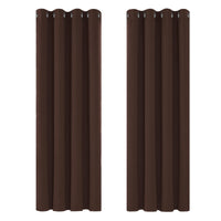 1 x RAW Customer Returns Deconovo opaque thick curtains blackout bedroom with eyelets privacy, 214x132cm height x width , dark brown, set of 2 - RRP €33.95