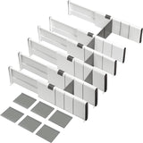 1 x RAW Customer Returns SENENQU Set of 6 Drawer Dividers Kitchen Adjustable 28-44.5 cm Plastic Drawer Divider High Drawer Organization System Kitchen for Dresser, Bathroom, Bedroom White  - RRP €29.23