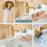 1 x RAW Customer Returns Maynosi Bathroom Sink Faucets, Retro Bathroom Sink Faucet, Vintage Ceramic Single Handle Bathroom Sink Faucet, Victorian Style, Include Hoses, Brass Antique Brass  - RRP €42.28