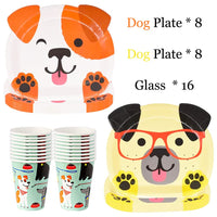 1 x Brand New YGCHEN Dog Party Tableware Birthday Decoration Pet Dog Tableware Paper Plates Paper Cups Puppy Children s Birthday Decoration Dog Party Supplies 16 People - RRP €20.4