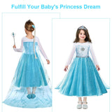 1 x RAW Customer Returns URAQT ELSA costume for children and girls, 6-piece set ELSA children s princess dress with crown, tiara, gloves, magic wand, etc. for Christmas, fancy dress, carnival, Halloween, role play 150  - RRP €20.72