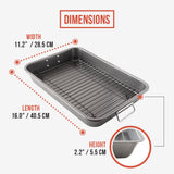 1 x RAW Customer Returns Chef Pomodoro - Oven dish with rack - Gray - 41 x 28 cm - Non-stick coated - Large roasting pan with rack fat drip tray - Perfect for meat, fish, vegetables - RRP €38.77