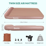 1 x RAW Customer Returns Besttrip BP200 Inflatable Mattress 190 99 20CM with Air Pump, Inflatable Bed for 2 People Brown  - RRP €39.99