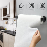 1 x RAW Customer Returns EXLECO Magnetic Kitchen Roll Holder, Kitchen Roll Holder Without Drilling Stainless Steel Kitchen Roll Holder 285mm Hanging Roll Holder for Kitchen Fridge Metal Cabinets Black - RRP €15.02