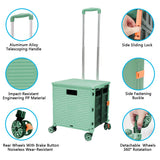 1 x RAW Customer Returns Foldable Shopping Trolley Box on Wheels with Lid, Wear-resistant, Silent 360 Rotation and Adjustable Trunk Cart Made of Aluminum Alloy, Load Capacity 45 kg Portable Durable Green - RRP €60.49