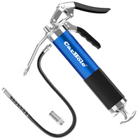 1 x RAW Customer Returns CarBole one-hand grease gun 8000 PSI, with 18 inch flexible hose and 6 inch metal extension tube, with two nozzles, compatible with 400cc ink cartridge, blue - RRP €32.0