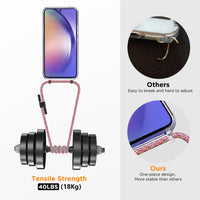 1 x RAW Customer Returns Anshow mobile phone chain for Samsung Galaxy A15 case with strap 1 protective film, robust necklace, extremely shockproof mobile phone case Samsung A15 case, transparent protective case with removable neck strap, - RRP €21.6