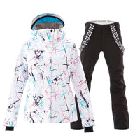 1 x RAW Customer Returns HOTIAN Women s Ski Jacket and Pants Set, Winter Warm Women Jacket, Waterproof Ski Pants and Coat, for Outdoor Work Skiing Fishing Riding Motorcycle - RRP €149.99