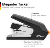 1 x RAW Customer Returns Deli Labor-saving stapler, office stapler for 40-50 sheets capacity, with 1500 staples and staple remover, for office school home desk accessories metal stapler black  - RRP €16.13