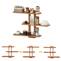 1 x RAW Customer Returns JoliJour Wooden Floating Shelves, 3-Tier Display Shelf, 8 Mounting Shapes, Variable Hanging Shelves, Floating Wall Shelves, for Living Room, Bedroom, Bathroom, Kitchen - RRP €59.66