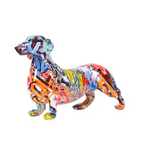 1 x RAW Customer Returns suruim Creative Painted Colorful Dachshund Dog Decoration Home Modern Wine Cabinet Office Desk Resin Crafts Miniatures Statue 11.0 x 3.7 x 6.7 inch  - RRP €47.41