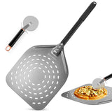 1 x RAW Customer Returns SOUTHGATE Perforated Peel and Pizza Cutter - Set of 2 Pizza Peel Hard Anodized Aluminum Stainless Steel Removable Non-Stick 30 x 35cm, Large Pizza Knife 8.5 x 24cm - RRP €37.3