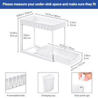 1 x RAW Customer Returns Puricon Under Sink Organizer, 2-Tier Under Sink Organizer, Under Sink Storage Organizer Multipurpose Shelf Under Sink for Kitchen Bathroom White,1  - RRP €20.82