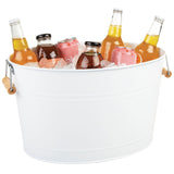 1 x RAW Customer Returns mDesign stainless steel bottle cooler decorative drinks cooler with bamboo handles ideal as a drinks tray for wine, beer, sparkling wine or soft drinks white - RRP €35.99