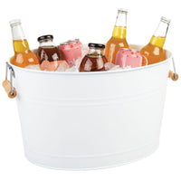 1 x RAW Customer Returns mDesign stainless steel bottle cooler decorative drinks cooler with bamboo handles ideal as a drinks tray for wine, beer, sparkling wine or soft drinks white - RRP €32.6