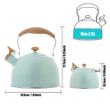 1 x RAW Customer Returns Yuragim whistling kettle tea kettle 2.5L, camping kettle stainless steel whistling kettle with whistling sound, modern kettle induction for all types of stoves for coffee, tea, boiling water green  - RRP €30.24