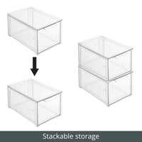 1 x RAW Customer Returns mDesign Makeup Organizer Stackable Drawer Made of Plastic Practical Storage Box for Sorting Bathroom Items Set of 4 Transparent - RRP €77.99