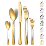 1 x RAW Customer Returns Funnydin 30 Piece Cutlery Set for 6 People, Premium Stainless Steel Cutlery Set with Fork, Knife, Spoon, Dishwasher Safe, Unique and Elegant Gold Look - RRP €29.03