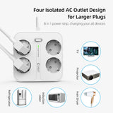 1 x RAW Customer Returns Power strip 4 compartments with 4 USB charging ports, Unidapt multiple socket with USB C, wall mounting 2500W power strip surge protection with 1.8M cable for office, multi-plug power extension, white - RRP €19.2