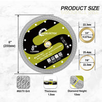 1 x RAW Customer Returns Diamond Cutting Discs for Tiles 200mm - X Grid Saw Blade Disc for Tiles Ceramic Porcelain Marble Artificial Stone for Circular Saw SANLEETEK - RRP €32.99