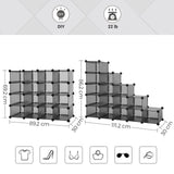 1 x RAW Customer Returns SONGMICS Shoe Rack, Shelving System, Plug-in Shelving, Set of 15 Cubes, DIY Shelf, Stackable, Made of PP Plastic, as Wardrobe, for Bedroom, Office, 30 x 111.2 x 86.2 cm, Gray LPC44G - RRP €40.99