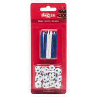 1 x RAW Customer Returns Dekozauber24 birthday candles football, 12 pieces, 6 cm, blue-white, children s birthday cake decoration candle - RRP €6.35