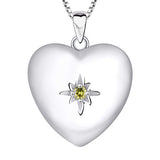 1 x RAW Customer Returns JO WISDOM Necklace Photo Locket Heart Silver 925,Chain Pendant Polar Star with 3A Zirconia August Birthstone Peridot Color,Jewelry for Women - RRP €89.7