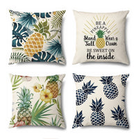 1 x Brand New smallrun Set of 4 Cushion Covers 45 x 45 cm Soft Cotton Linen Decorative Pillowcases for Sofa, Square Pillowcase 45 x 45 cm, Pinapple  - RRP €19.2