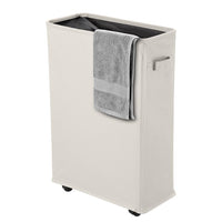 1 x RAW Customer Returns IHOMAGIC Laundry Hamper with Wheels 40L - Slim Foldable Laundry Hamper, Standing Rectangular Laundry Hamper, Slim Laundry Buckets for Hotel, Family Storage Beige  - RRP €23.29