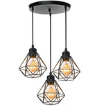 1 x RAW Customer Returns TOKIUS Industrial Pendant Light, Vintage, 3 Lamps, E27, Ceiling Light, Design, Metal, Cage, 160 mm, Ceiling Lighting, for Living Room, Kitchen, Bedroom - RRP €20.4