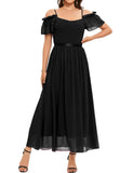 3 x Brand New Bbonlinedress Festive Dress Women s Evening Dress Long Elegant Cocktail Dress Summer Off Shoulder Dress Bridesmaid Dresses Chiffon Wedding Dress Bridesmaid Dress Party Black Dress Black S - RRP €179.97