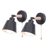 1 x RAW Customer Returns iDEGU Set of 2 Wall Lights Indoor Retro Wall Lamp Made of Wood and Metal with Switch Adjustable Wall Spotlight LED E27 Modern Wall Light for Bedroom Hallway Entrance Living Room Black  - RRP €26.98