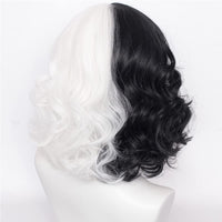 1 x RAW Customer Returns TANTAKO Black and White Wig, Short Black and White Cosplay Wig with Bnag Half Black Half White Wig Halloween Women s Costume Synthetic Wig 12 Inches 356  - RRP €22.58