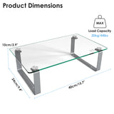 1 x RAW Customer Returns Minthouz Monitor Stand, Clear Tempered Glass Monitor Stand, Fixed Height Monitor Riser Desk, Ergonomic Laptop Stand Load up to 20 kg for Laptop, Computer, iMac, Printer - RRP €18.85