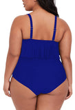 1 x RAW Customer Returns Viottiset Women s Plus Size 2 Piece Tankini Set Tummy Control Ruffle Ruched Swimsuits Crop Top Bikini Sapphire Blue 3XL - RRP €40.33