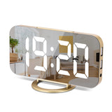 1 x RAW Customer Returns Sukeen Mirror Digital Alarm Clock, LED Large Display Clock with White Large Digits, 3 Brightness Levels, Dual USB Ports, Snooze, 12 24Hr, Modern Table Clocks for Living Room Bedroom-Gold - RRP €22.99