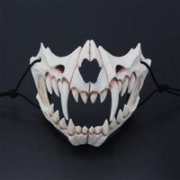 12 x Brand New JYMSB Animal Skeleton Mask Halloween, Resin Dog Skull Bone Teeth Scary Horror Devil Wolf Werewolf Mask Half Mask B - RRP €224.52