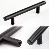 1 x RAW Customer Returns SPDYCESS Pack of 10 T Bar Handles, Brushed Cabinet Door Handles Hardware Stainless Steel for Kitchen Cabinets Drawer Pull Handle Hole Centers 128mm Black - RRP €16.26