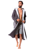 1 x RAW Customer Returns Morgenstern bathrobe for men made of cotton with hood in anthracite light gray men s shower robe long men s shower robe terry cloth size L - RRP €60.46