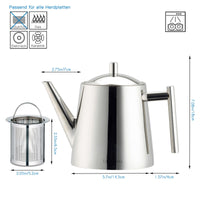 1 x RAW Customer Returns Easyworkz teapot with strainer insert 1500ml stainless steel, tea maker for all fruits, herbal and infusion tea - RRP €37.28