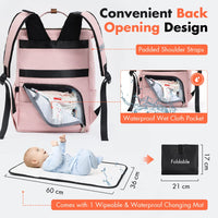 1 x RAW Customer Returns Lekespring Multifunctional Mum Changing Backpack Baby Backpack with Changing Mat - Stroller Bag that can be Hanged on the Stroller - Waterproof Baby Changing Bag - Pink - RRP €39.99